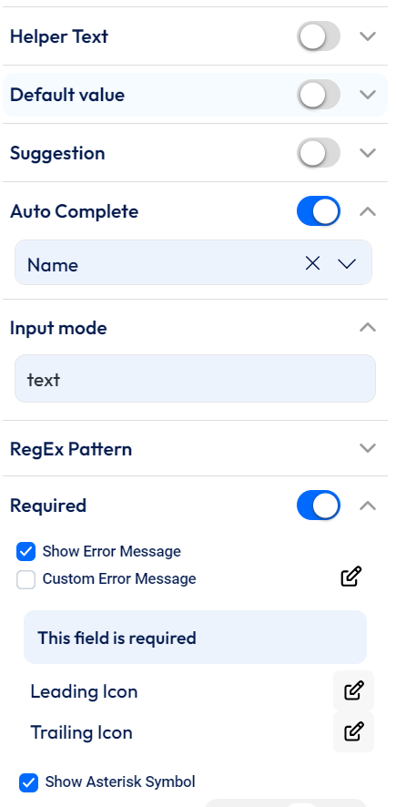 Bitform field settings