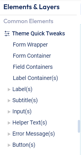 Bitform theme customizer