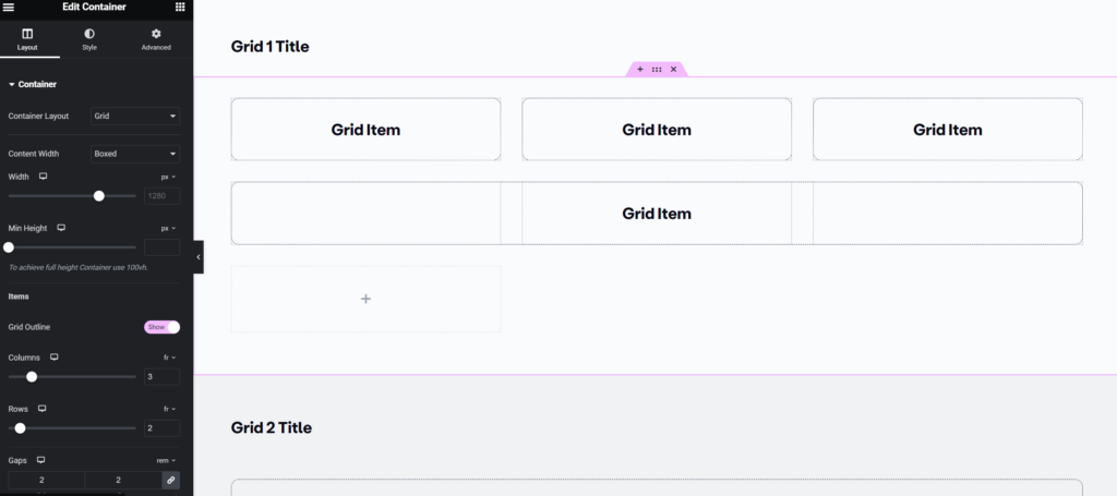 Elementor grids
