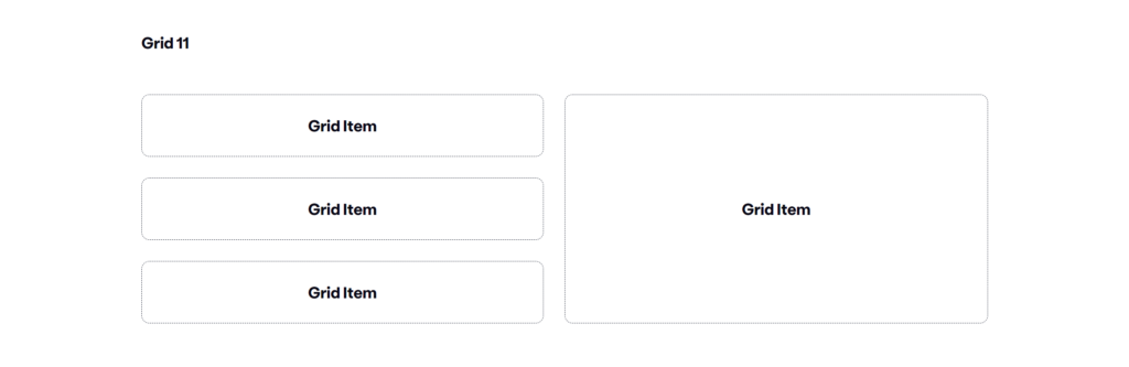 Grid layout with grid item spanning 3 column cells
