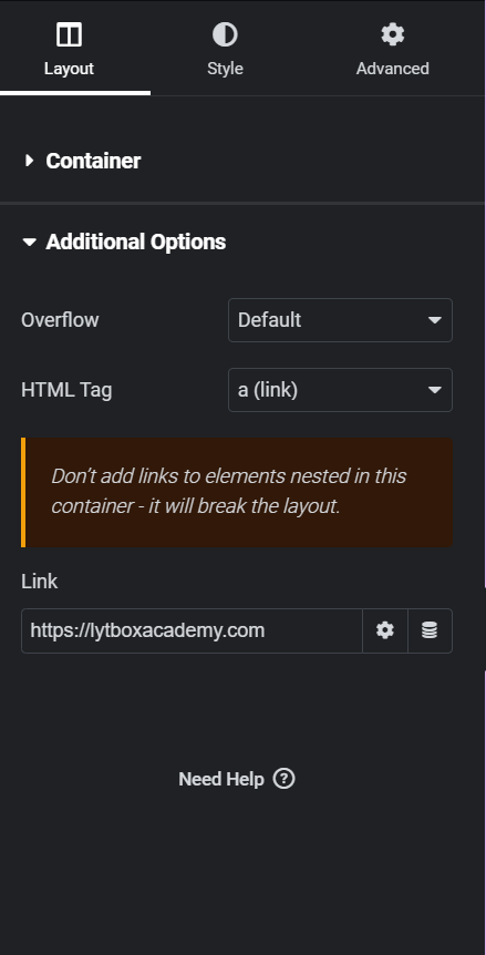 Clickable container in Elementor