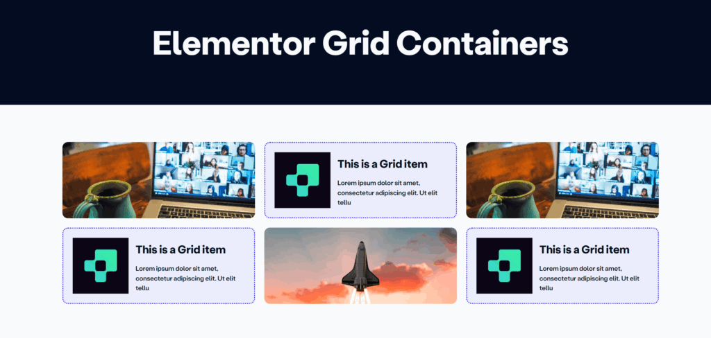 Elementor Grid Containers layout