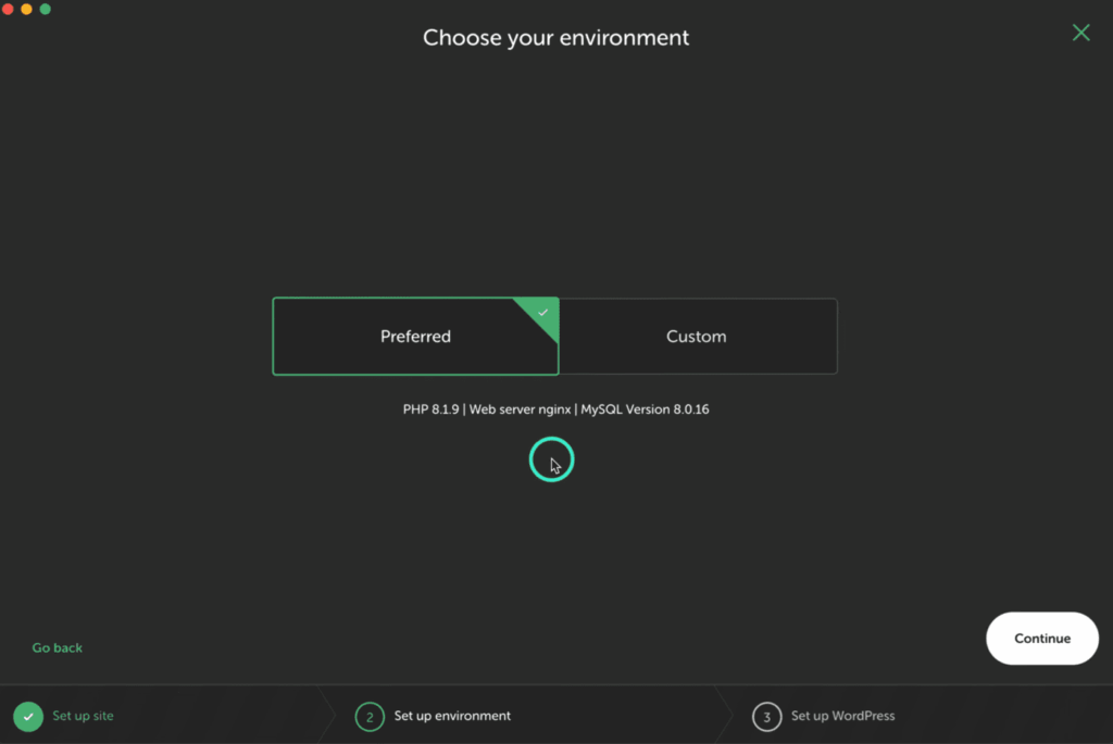 Local-by-Flywheel-choose-environment
