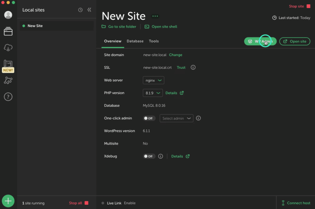 Local-by-Flywheel-wp-admin
