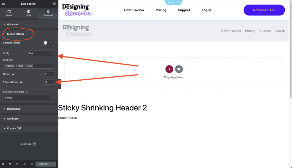 Screenshot displaying web design software interface.